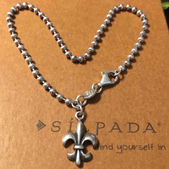 Silpada Fleur-de-lis Sterling Silver Ankle Bracelet A2642 - Picture 13 of 16